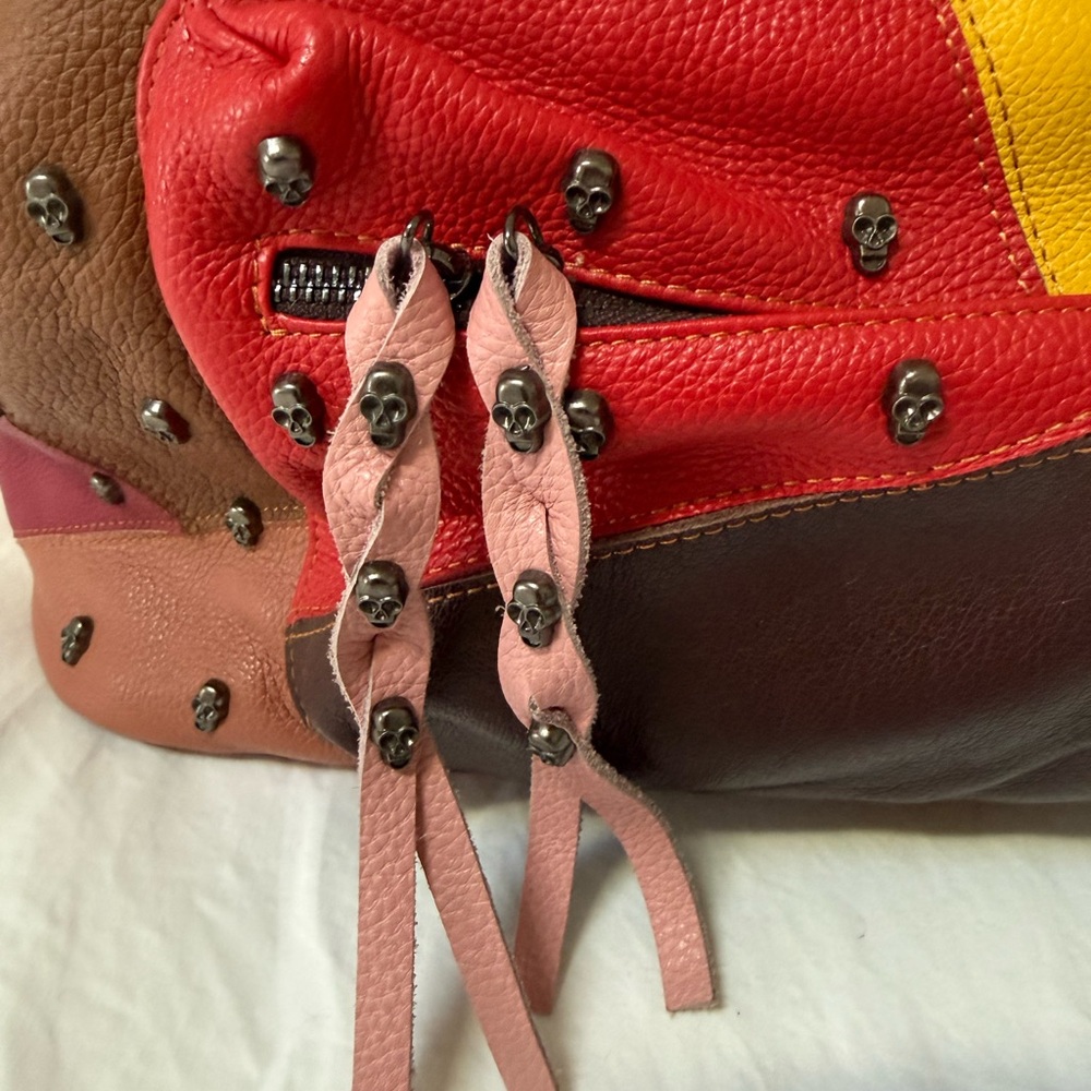 Skull Studded Patchwork Women's Bag - image 8